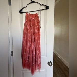 Orange printed Roxy womens juniors dress size m medium tribal print fringe